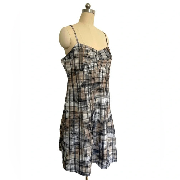 Peruvian Connection check plaid Brigitte Slip a-line lined dress 14 plus XL - Picture 2 of 10